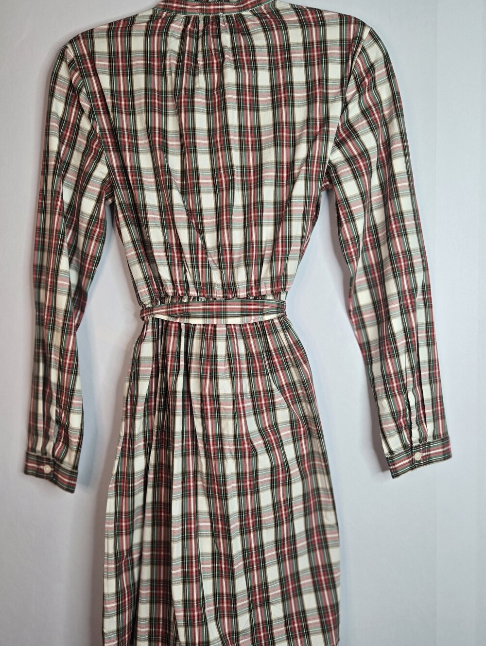 J. CREW Women Size 4 Plaid Cotton L/Sl Dress, Ruffle Neckline & Tie Belt NWT - Picture 9 of 12